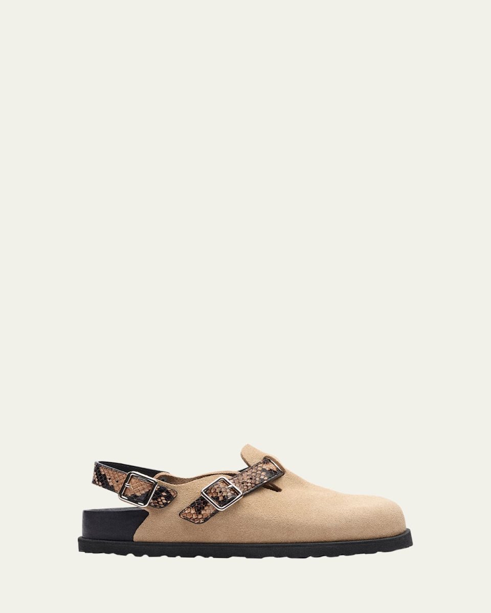 Tokio Mixed Leather Slingback Mules